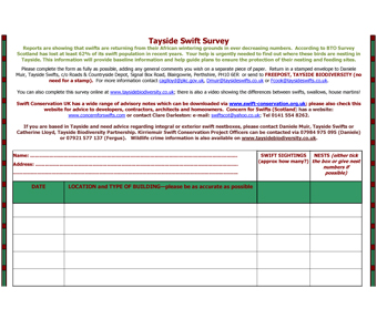 Town Swift Survey