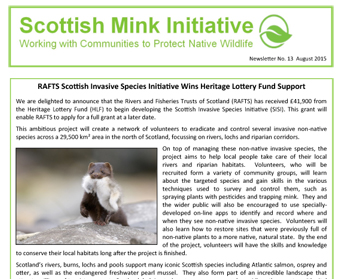 Scottish Mink Initiative Autumn 2015