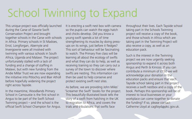 Tayside Swift School Twinning Project