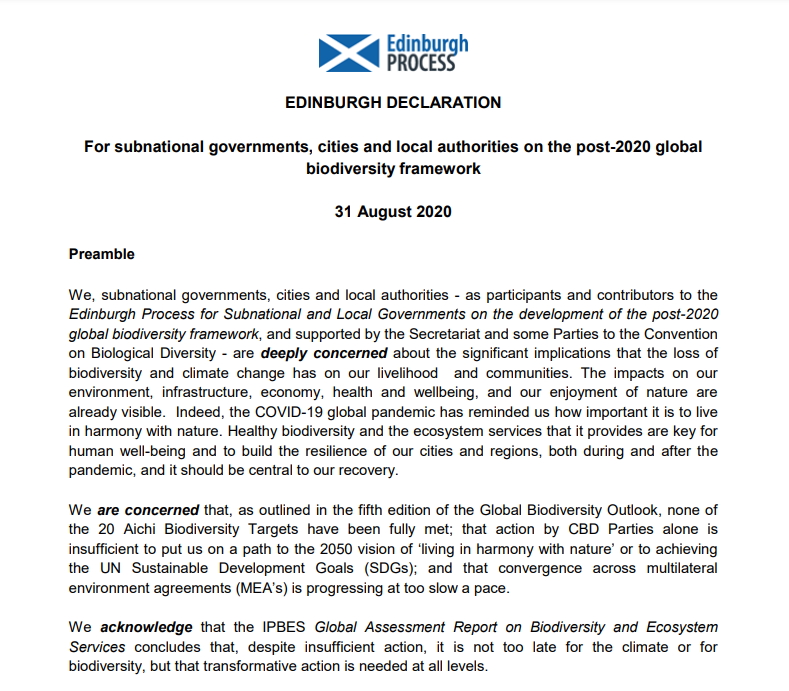 Edinburgh Declaration on post-2020 global biodiversity framework