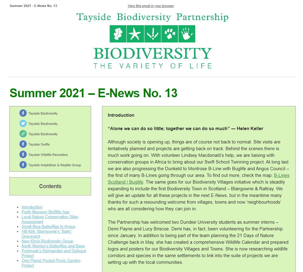 Tayside Biodiversity E-News 13