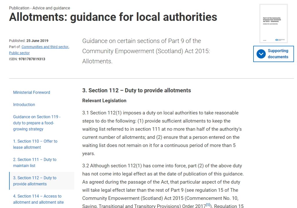 Allotments - Guidance to Local Authorities