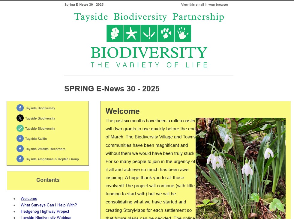 Tayside Biodiversity E-News Spring - 30 2025