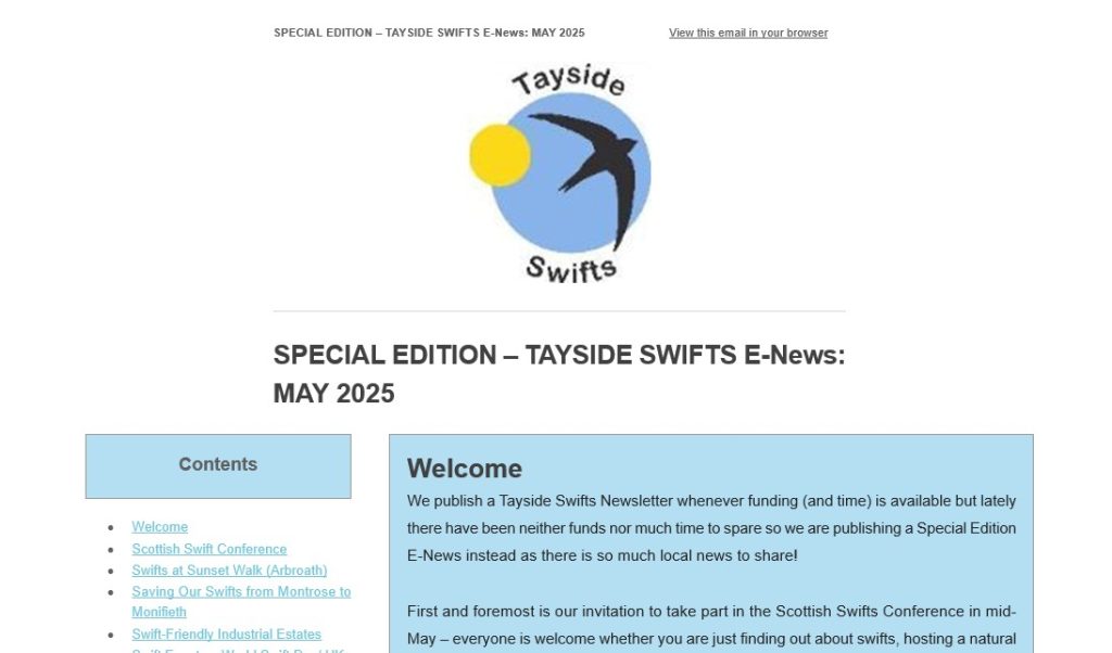 SPECIAL EDITION – TAYSIDE SWIFTS E-News: MAY 2025