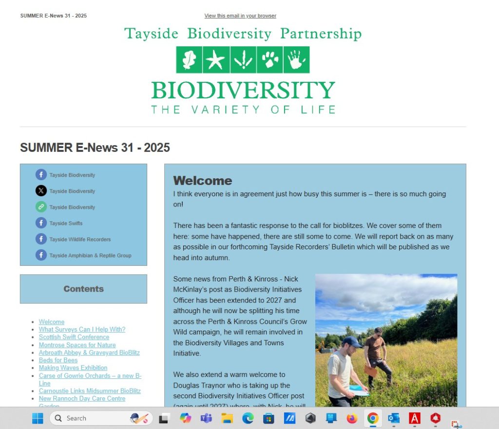 Tayside Biodiversity E-News 31 Summer 2025
