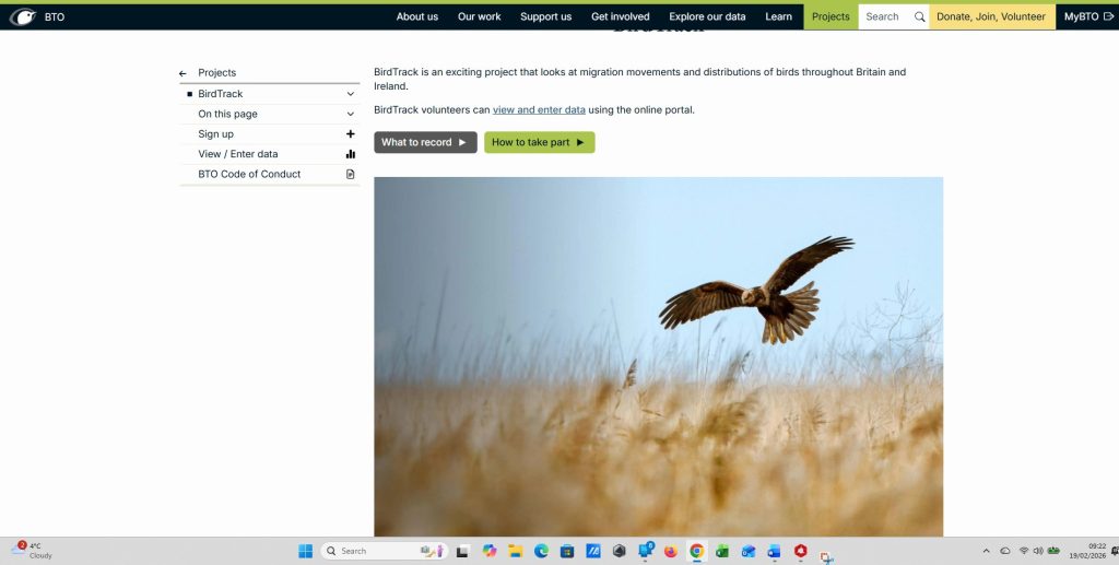 British Trust for Ornithology BirdTrack