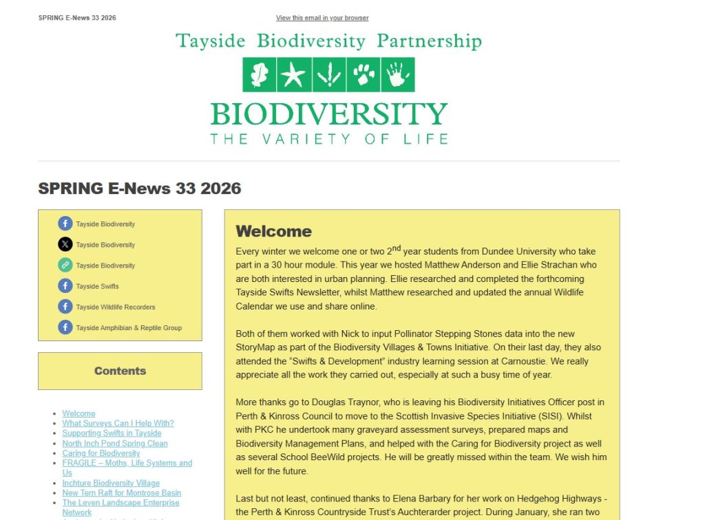 Tayside Biodiversity E-News 33 Spring 2026